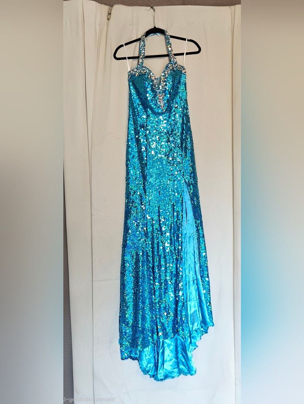 Panoply Turquoise Satin Dress Label Detail